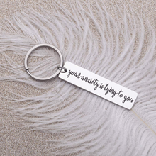 将图片加载到图库查看器,Inspirational Keychain Gifts for Women Men Recovery Jewelry Keyring Anti - Anxiety Depression Self Care Stress Relief Birthday Christmas Gifts Mantra Jewelry for Him Her Your Anxiety is Lying to You