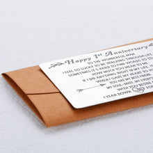 将图片加载到图库查看器,Happy 1st Anniversary Card Gifts for Men, First Anniversary Card Gifts for Him Husband, 1st Year Wedding Anniversary Present for Men Hubby, 1 Year Love Note Engraved Metal Wallet Card for Boyfriend