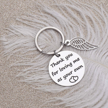 将图片加载到图库查看器,Stepmom Stepdad Gifts Keychain for Mother Father from Daughter Son Thank You for Loving Me As Your Own Birthday Wedding Mother in Law Father in Law Adoptive Foster Parents Key Tag from Kids