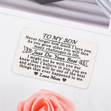 将图片加载到图库查看器,Son Gifts from Mom To My Son I Love You Wallet Card Insert Gift for Him Inspirational Note Engraved Inserts Card for Boys Back To School Birthday Graduation Christmas Coming-to-age Valentines Present
