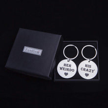 将图片加载到图库查看器,Couples Keychains Set Gifts for Him and Her Personalized His and Hers Gifts for Husband Wife Boyfriend Girlfriend Wedding Anniversary Christmas Birthday Gift KeyRing Charm Pendant His Crazy Her Weirdo