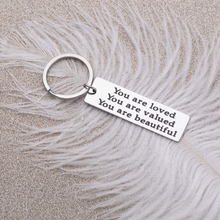 将图片加载到图库查看器,Inspirational Keychain Gifts for Women Teenage Girls Motivational Pendant for Friend Daughter Son You are Loved, You are Valued, You are Beautiful Encouragement Keyring for Her Him