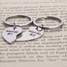 将图片加载到图库查看器,Best Friend Keychain, Friendship Gift for Teen Girls BFF, Weirdo 1 Weirdo 2 Gift Keyring for Boyfriend Girlfriend Husband Wife Couples,Valentine Anniversary Birthday Heart Charm Pendant for Her Him