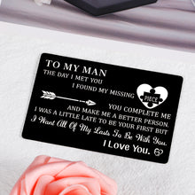 将图片加载到图库查看器,To Man Man Wallet Insert Card Engraved Love You Notes Christmas Gifts for Him Husband Stocking Stuffer Boyfriend Birthday Anniversary Valentines Gift for Men Fiance Groom Wedding Engagement Deployment