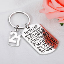 将图片加载到图库查看器,21st Birthday Gifts for Him Son from Mom Dad Inspirational Keychain Gifts to My Son Always Remember You Are Braver Than You Believe Keyring for Adult Son 21 Year Old Back To School Coming-of-age Charm
