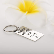将图片加载到图库查看器,Worst Driver But Cute Keychain for Boyfriend Girlfriend Funny New Drive Gifts for Teen Girls Boys Car Keys Keychain for Women Men Husband Wife Trucker Gift for Her Him Friend