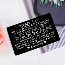 将图片加载到图库查看器,Son Gifts from Mom To My Son I Love You Wallet Card Insert Gift for Him Inspirational Note Engraved Inserts Card for Boys Back To School Birthday Graduation Christmas Coming-to-age Valentines Present