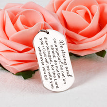 将图片加载到图库查看器,Christmas Keychain Gifts for Christian Women Men Inspirational Bible Verse Jewelry for Him Her Son Daughter Birthday Graduation Gifts Be Strong and Courageous Pendant Religious Faith Communion Charm