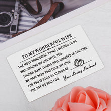 将图片加载到图库查看器,Valentines Day To My Wonderful Wife Wallet Card Insert Gifts for Women Wifey Birthday Anniversary Valentines Gifts from Husband Engagement Wedding Gifts for Bride To Be Future Wife Her Deployment Gift