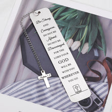 将图片加载到图库查看器,Inspirational Christian Gifts for Women Men Bible Verse Bookmark with Cross Pendant for Teenage Boys Girls Be Strong and Courageous Book Maker Son Daughter Christmas Birthday Graduation Present