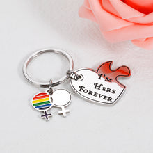 将图片加载到图库查看器,Fabulous Valentines Gifts for Her Women Rainbow LGBT Pride Gifts for Lesbian Couples Set Jewelry LGBTQ Charm Metal Keychains for Female Couple Birthday Anniversary Wedding Engagement Deployment Gifts