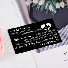 将图片加载到图库查看器,To Man Man Wallet Insert Card Engraved Love You Notes Christmas Gifts for Him Husband Stocking Stuffer Boyfriend Birthday Anniversary Valentines Gift for Men Fiance Groom Wedding Engagement Deployment