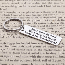 将图片加载到图库查看器,Inspirational Keychain Gifts for Women Teenage Girls Motivational Pendant for Friend Daughter Son You are Loved, You are Valued, You are Beautiful Encouragement Keyring for Her Him