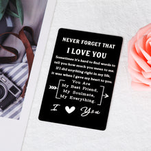 将图片加载到图库查看器,Anniversary Valentines Wallet Card Insert Gifts for Husband Boyfriend Birthday I Love You Gifts for Him Men Engagement Wedding Deployment Gifts from Fiancee Groom Girlfriend Engraved Love Note Card