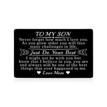 将图片加载到图库查看器,Son Gifts from Mom I Love You Wallet Card Insert Gift to My Son Inspirational Note Card for Boy 16 21 Birthday Adult Son Christmas Back to School Coming-of-Age Valentines Graduation Presents for Him