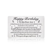将图片加载到图库查看器,Son Birthday Card, Adult Son Birthday Gifts from Mom and Dad, Mom to My Son I Love You Wallet Card Insert Gift for Him, Coming-of-age Gifts for Son 21 Year Old Birthday Card, Son Birthday Gifts Idea