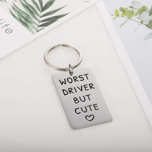 将图片加载到图库查看器,Worst Driver But Cute Keychain for Boyfriend Girlfriend Funny New Drive Gifts for Teen Girls Boys Car Keys Keychain for Women Men Husband Wife Trucker Gift for Her Him Friend