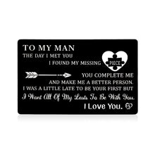 将图片加载到图库查看器,To Man Man Wallet Insert Card Engraved Love You Notes Christmas Gifts for Him Husband Stocking Stuffer Boyfriend Birthday Anniversary Valentines Gift for Men Fiance Groom Wedding Engagement Deployment