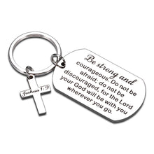 将图片加载到图库查看器,Christmas Keychain Gifts for Christian Women Men Inspirational Bible Verse Jewelry for Him Her Son Daughter Birthday Graduation Gifts Be Strong and Courageous Pendant Religious Faith Communion Charm