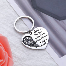 将图片加载到图库查看器,Memorial Gift Keychain for Men Women Loss of Loved One Funeral Gift Bible Verse Engraved Quote God has You in his arms I Have You in My Heart Pendant Remembrance Sympathy Gift