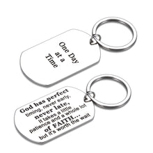 将图片加载到图库查看器,Inspirational Christian Keychain Gifts Religious Verse Prayer Charm Keychain for Women Men Girls Boys Birthday Christmas Gifts God has Perfect Timing Keyring