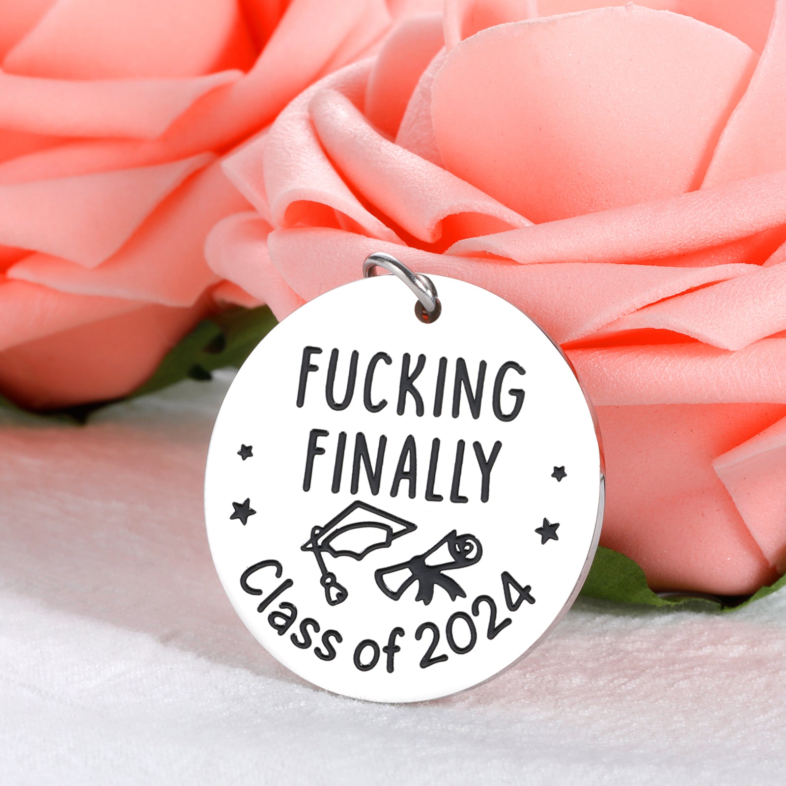 Funny Graduation Keychain Gift – "F**king Finally" Stainless Steel Keyring For 2024 Grads - View #8