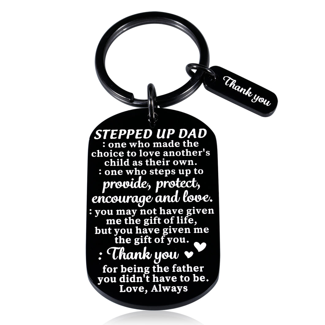 Bonus Dad Gifts for Fathers Day Stepdad Keychain Gifts from Daughter Son Thank You Gifts for Step Father In Law Birthday Wedding Christmas Valentines Present from Kids Adoption Gifts for Step Dad