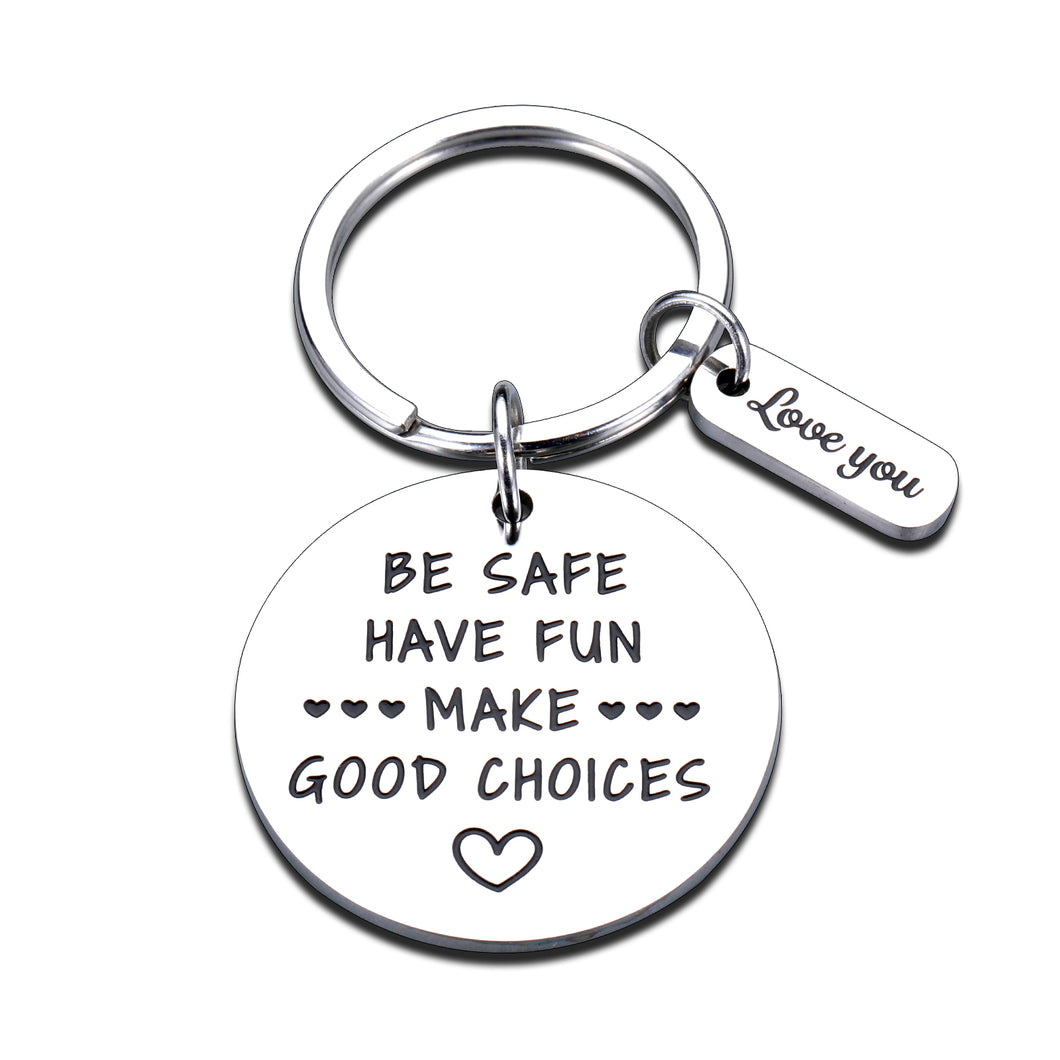Stocking Stuffers for Teen Boys Girls Son Daughter Christmas Valentines Gifts from Mom Dad Inspirational Gifts for Men Women Grandson Birthday Graduation Gifts for New Driver Have Fun Be Safe Keychain