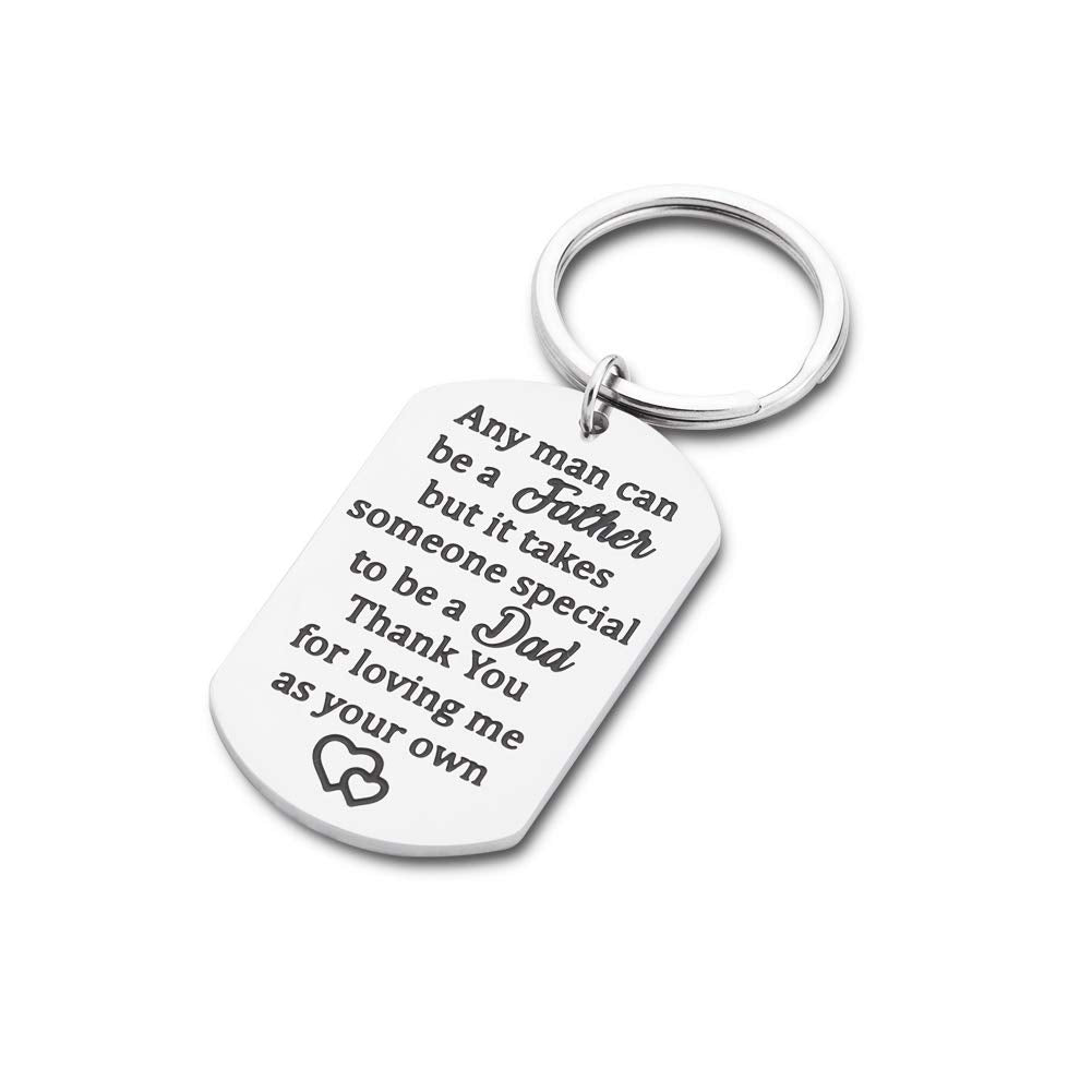 Step Fathers Day Gift Keychain for Dad from Daughter Son Any Man can be a Father in Law Personalized Keyring Birthday Christmas Wedding Gifts for Stepdad Men