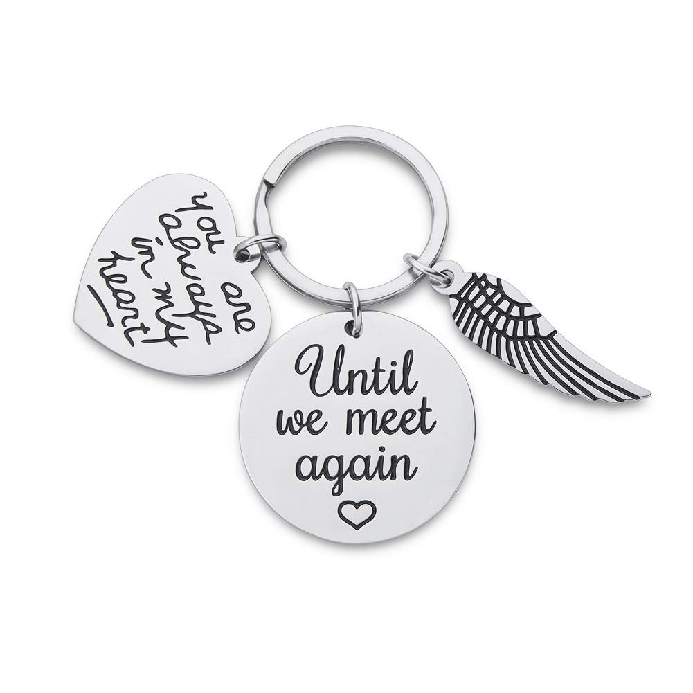 Memorial Gift for Mom Dad Memorial Keychain Remembrance Keepsake Sympathy Gift for Friend Loss of Loved One Angel Wing Key Chain Bereavement Gift for Daughter Son Sister Miscarriage Pregnancy Loss