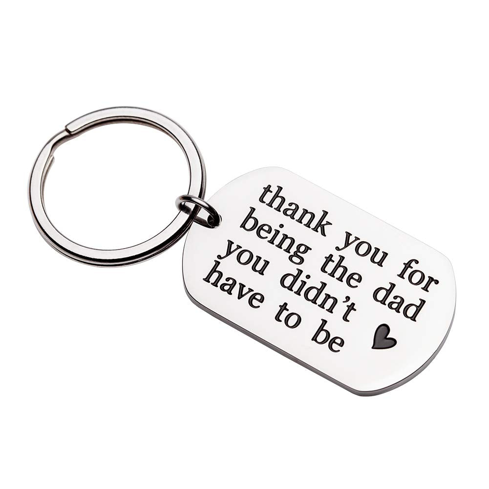 Father’s Day Gifts Step Dad Keychain Gifts for Stepfather Father in Law Birthday Wedding Gift for Step Dad Father of Bride Groom Personalized Key Chain Ring Charm for New Dad Adopted Father