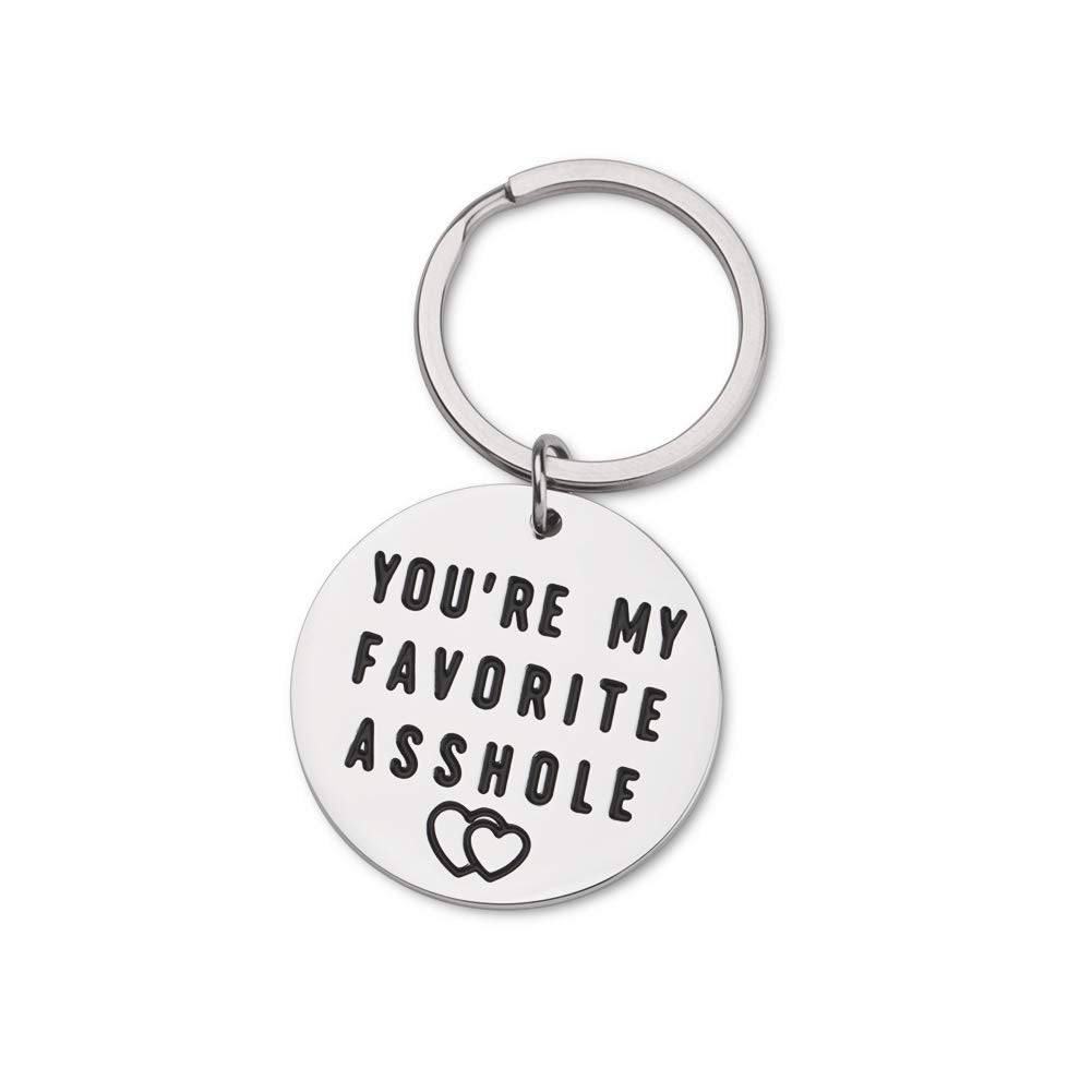 Funny Gifts for Boyfriend Girlfriend You're My Favorite Asshle Keychain for Husband Wife Valentines Day Birthday Anniversary Christmas Present Couples Keychains for Him Her