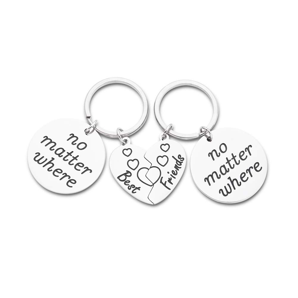 Best Friend Forever Keychain Friendship Jewelry Gifts for Women Teens Grils Sisters Besties BFF Christmas Birthday Relationship Gifts for Long Distance Friend