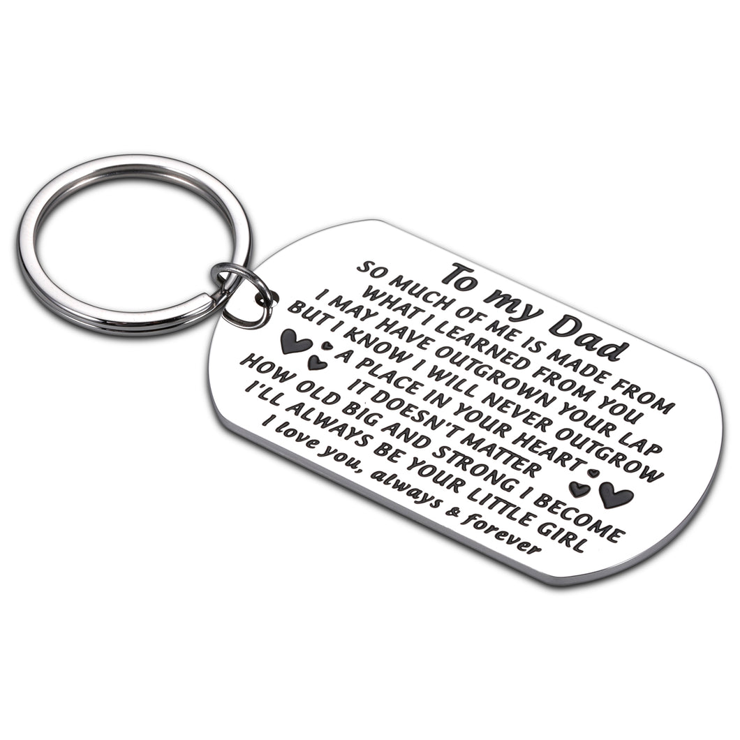Dad Birthday Gifts From Daughter Kids, Meaningful Father’s Day Love Note Charm Keychain for Daddy Stepdad God Father in Law Motivational Appreciation Wedding Christmas Present for Papa Keyring Him Men