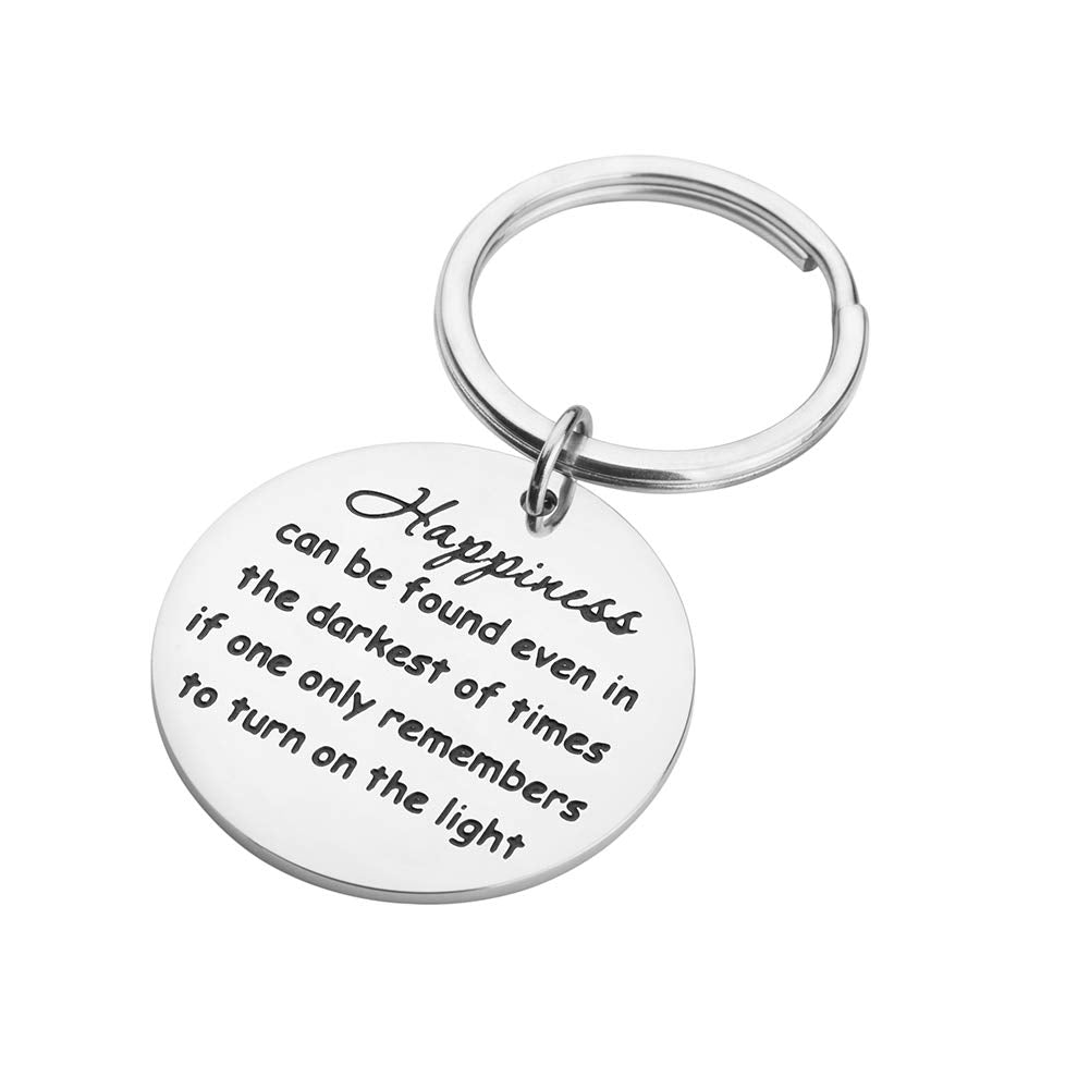 Inspirational Keychain Gifts for Women Men, Motivational Gift for Teen Girls Best Friend,Encouragement Gift for Kids, Birthday Graduation Key Ring Jewerly for Harry Potter Fans Happiness can be Found