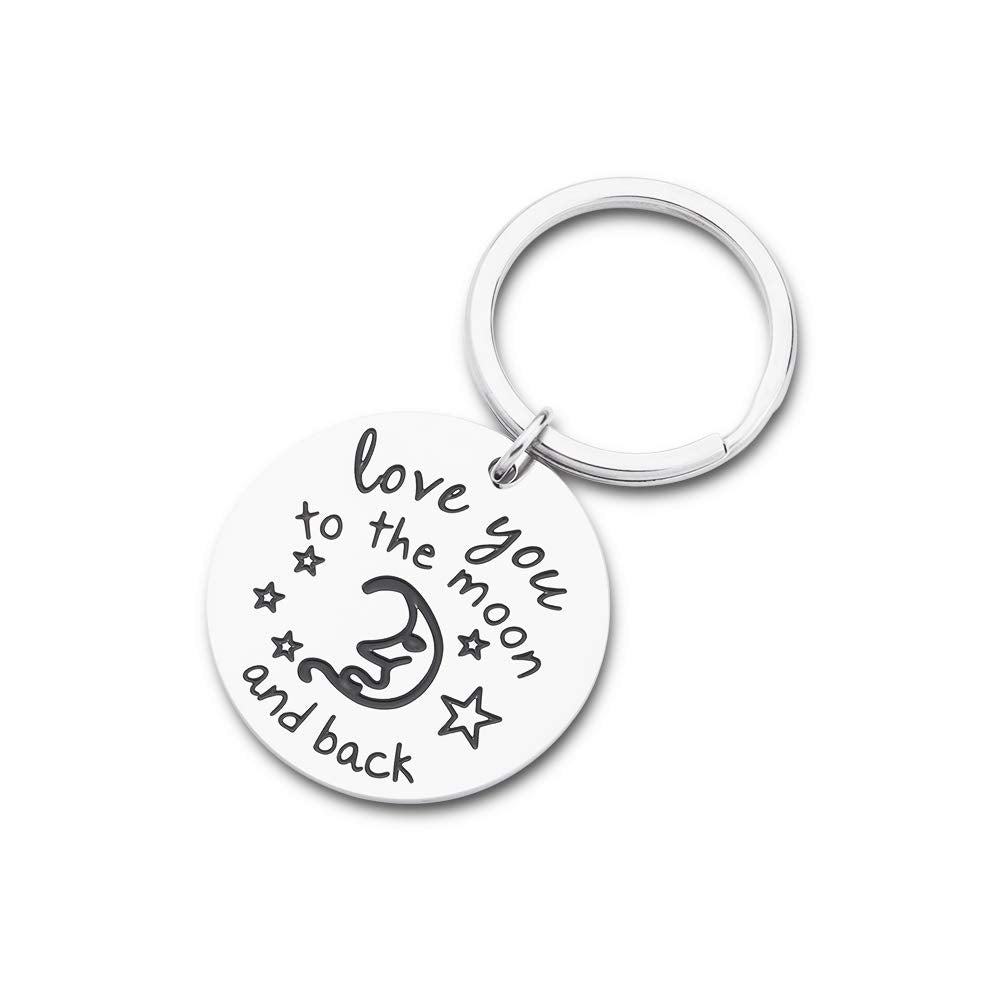 Mother Keychain Mothers Day Gift for Mom from Daughter Son I Love You to The Moon and Back Couples Gifts for Girlfriend Boyfriend Wife Husband Wedding Anniversary Personalized Jewelry for Her Him