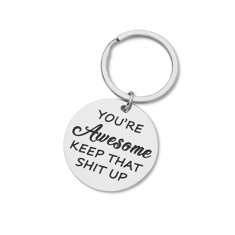 Inspirational Keychain for Men Women Motivational Birthday Gifts for Her Him Positive Affirmation Gifts for Coworker You are Awesome Keep That Cheer Up Keychain for Friend Christmas Gift