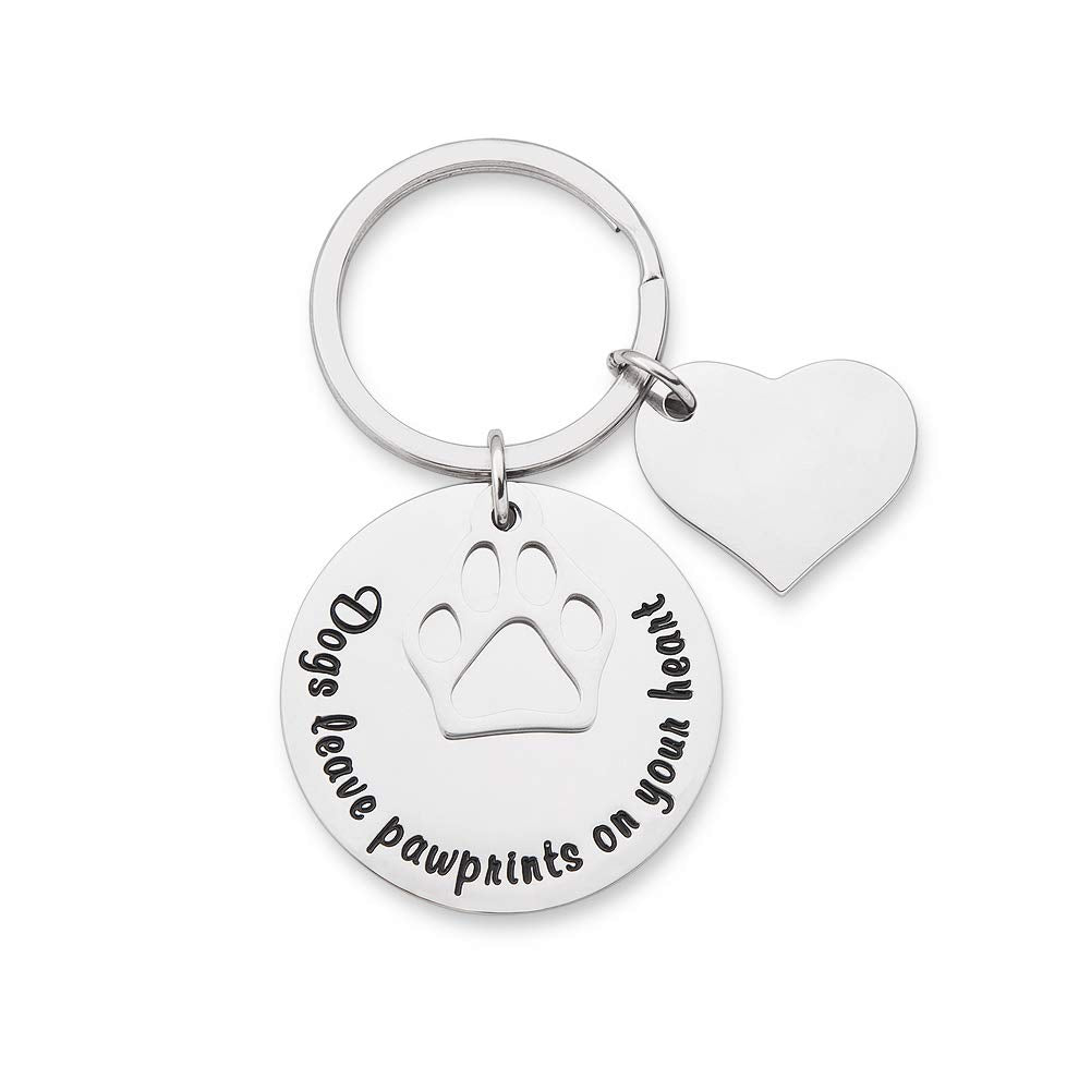 Pet Memorial Keychain for Dog Loss of Pet Gift Dogs Leave Paw Prints on Your Heart Pet Remembrance Sympathy Keepsake Grief Personalized dog Keyring Gifts for Him Her Animal Lover Gift