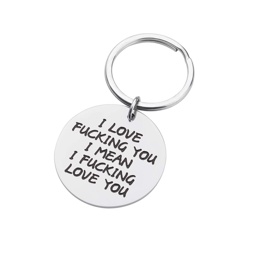 Couples Gifts Keychain for Boyfriend Girlfriend I Love You Personalized Valentine's Day Gift Christmas Anniversary Birthday Dog Tag Charm Pendant Keyring for Husband Wife Him Her