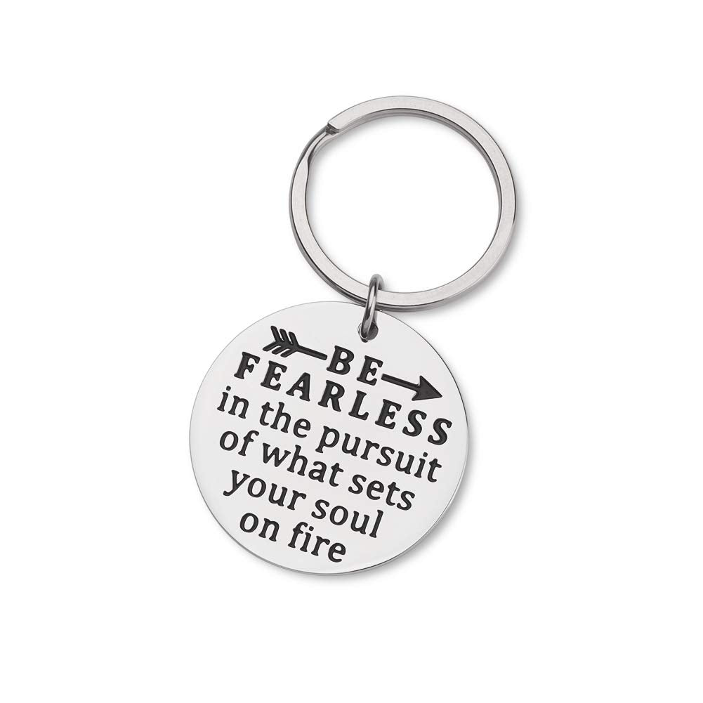 Inspirational Keychain Birthday Gifts for Women Men Motivational Gift for Teenage Girls Sister Friend Encouragement Jewelry Be Fearless in Pursuit of What Sets Graduation Gifts for Her Him