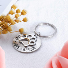 将图片加载到图库查看器，Dog Cat Lovers Keychain Gifts Live Love Rescue Animal Rescuer Pet Owner Parents Birthday Gift Ideas Cute Paw Print Jewelry Keychains For Women Men Boyfriend Girls
