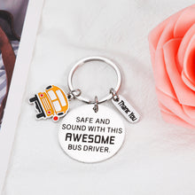 将图片加载到图库查看器，Bus Driver Gifts Keychain, Appreciation Gifts for School Bus Driver, Thank You Gift for Bus Driver, Bus Key Chain Gift from Student Girl Principal, Safe and Sound with This Awesome Bus Driver Key Ring
