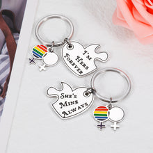 将图片加载到图库查看器，Fabulous Valentines Gifts for Her Women Rainbow LGBT Pride Gifts for Lesbian Couples Set Jewelry LGBTQ Charm Metal Keychains for Female Couple Birthday Anniversary Wedding Engagement Deployment Gifts
