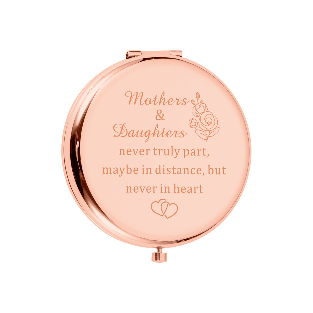 EuniGem Mom Birthday Gifts for Mother of The Bride Wedding Day Rose Gold Compact Mirror Mother Daughter Gift Ideas for Mother’s Day Graduation Housewarming Gifts for Retirement Leaving Mommy