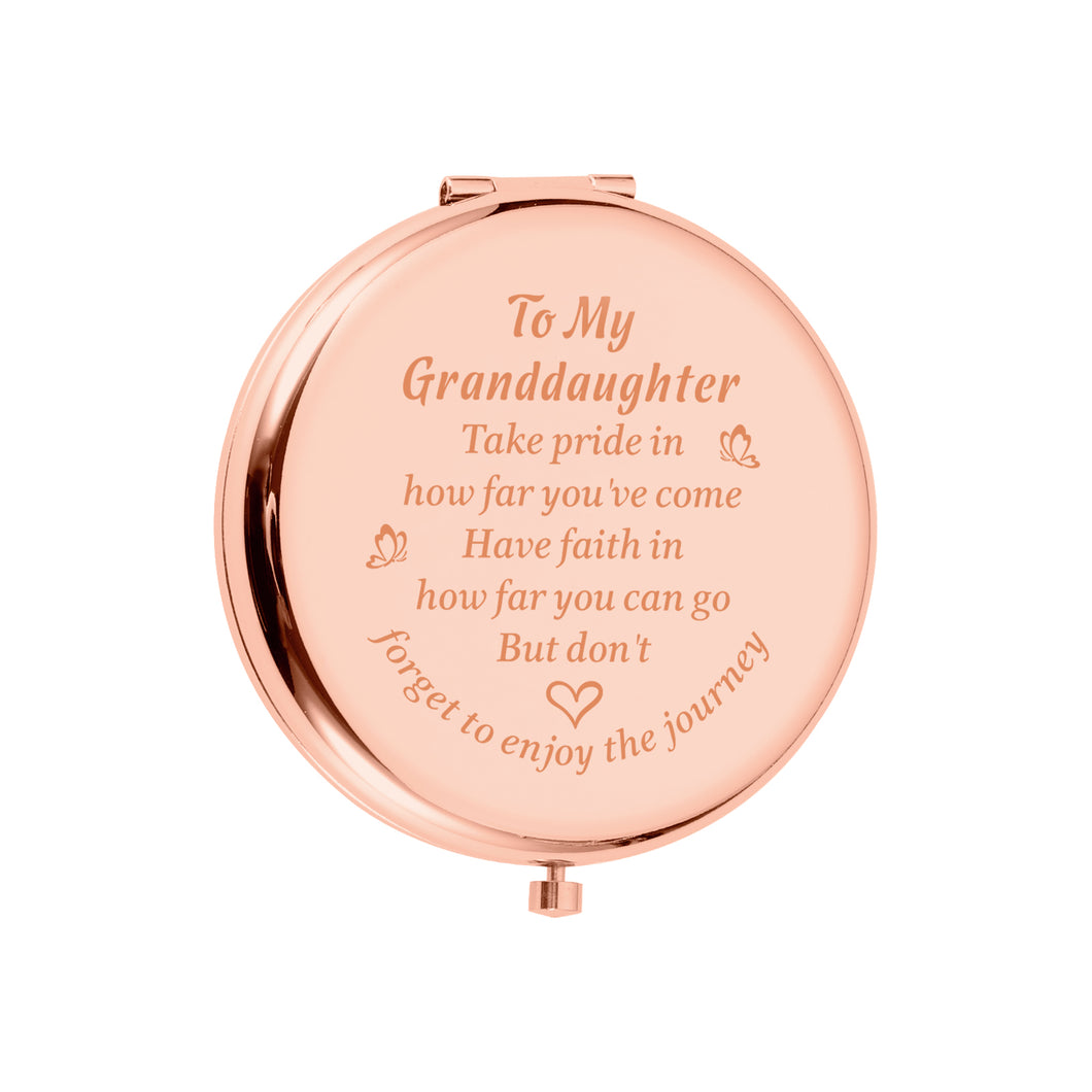 Eunigem Granddaughter Graduation Gifts for Her Rose Gold Compact Mirror Granddaughter Birthday Valentines for High School College Graduating Granddaughter Back to School Coming-of-Age Charms