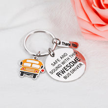 将图片加载到图库查看器，Bus Driver Gifts Keychain, Appreciation Gifts for School Bus Driver, Thank You Gift for Bus Driver, Bus Key Chain Gift from Student Girl Principal, Safe and Sound with This Awesome Bus Driver Key Ring
