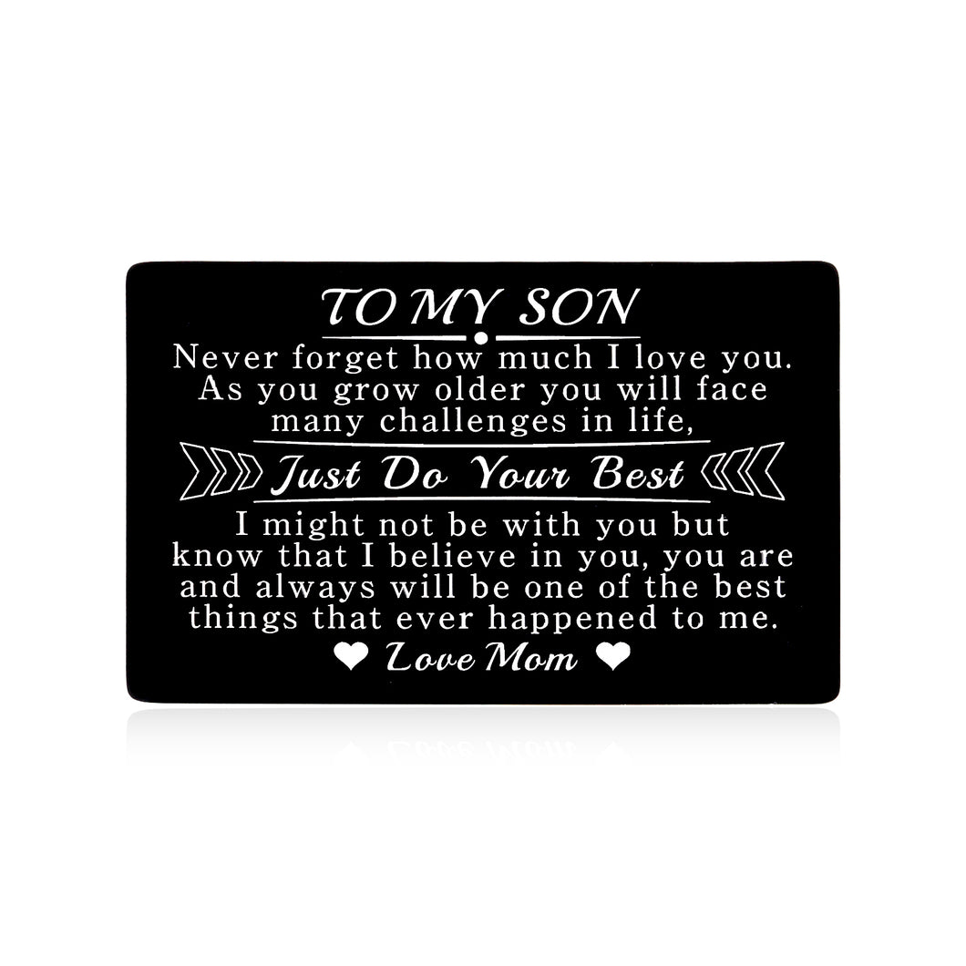 Son Gifts from Mom I Love You Wallet Card Insert Gift to My Son Inspirational Note Card for Boy 16 21 Birthday Adult Son Christmas Back to School Coming-of-Age Valentines Graduation Presents for Him