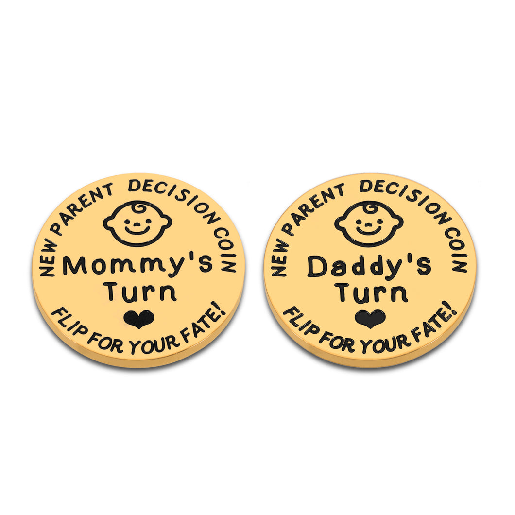 New Parent Decision Coin Gifts for First Time Mom Dad Mommy to Be Funny New Baby Gift for Baby Shower Newborn Baby Present for Pregnancy Mummy Christmas Gift Mothers Day Birthday Double-Sided Gold
