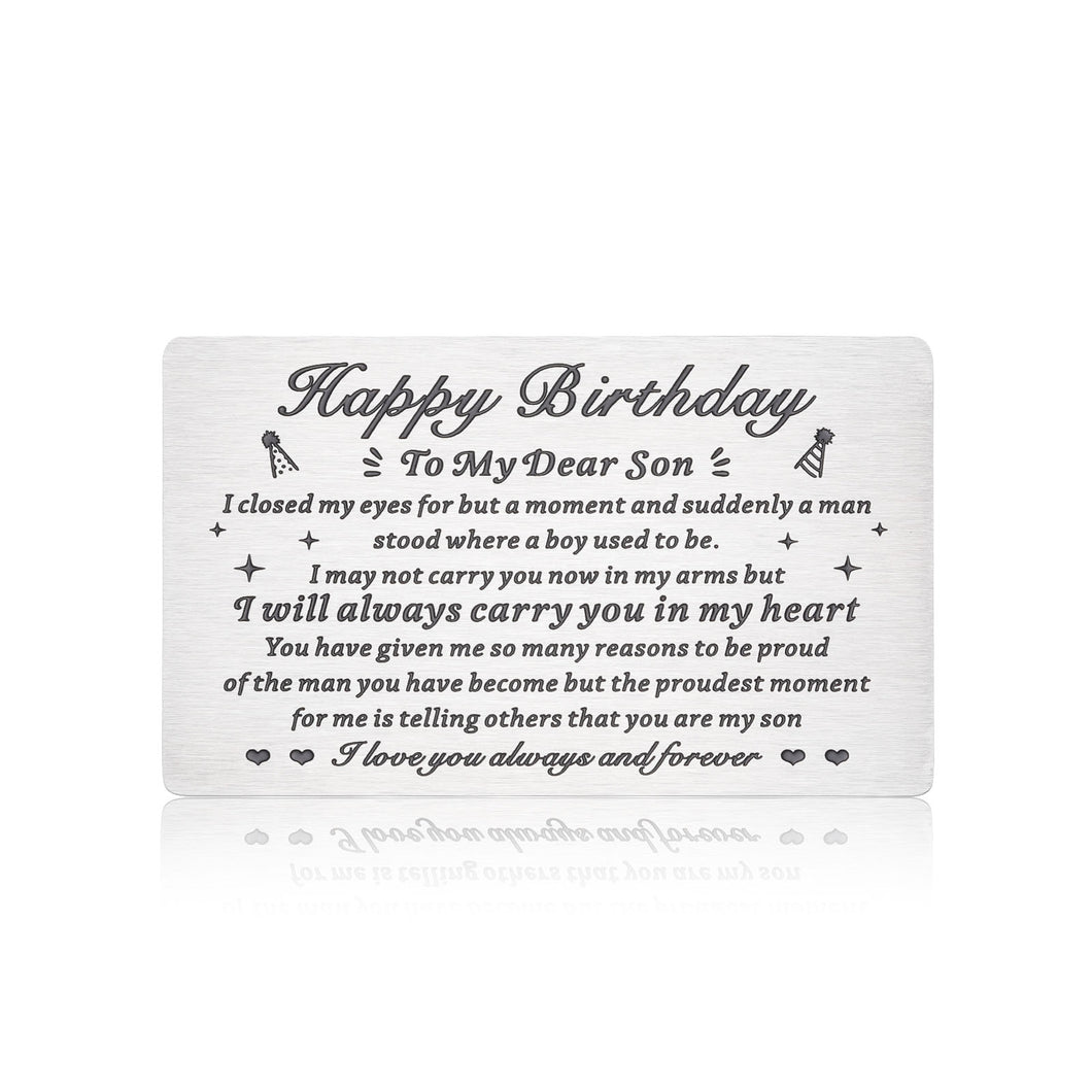 Son Birthday Card, Adult Son Birthday Gifts from Mom and Dad, Mom to My Son I Love You Wallet Card Insert Gift for Him, Coming-of-age Gifts for Son 21 Year Old Birthday Card, Son Birthday Gifts Idea