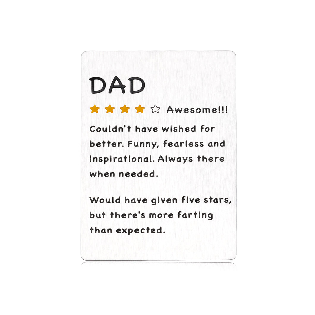 Funny Father Gifts for Fathers Day Dad Birthday Present Metal Wallet Insert Card Gifts for Men Him Novelty Thanksgiving Christmas Card Valentine Gift for Daddy Papa Father from Daughter Son to Stepdad